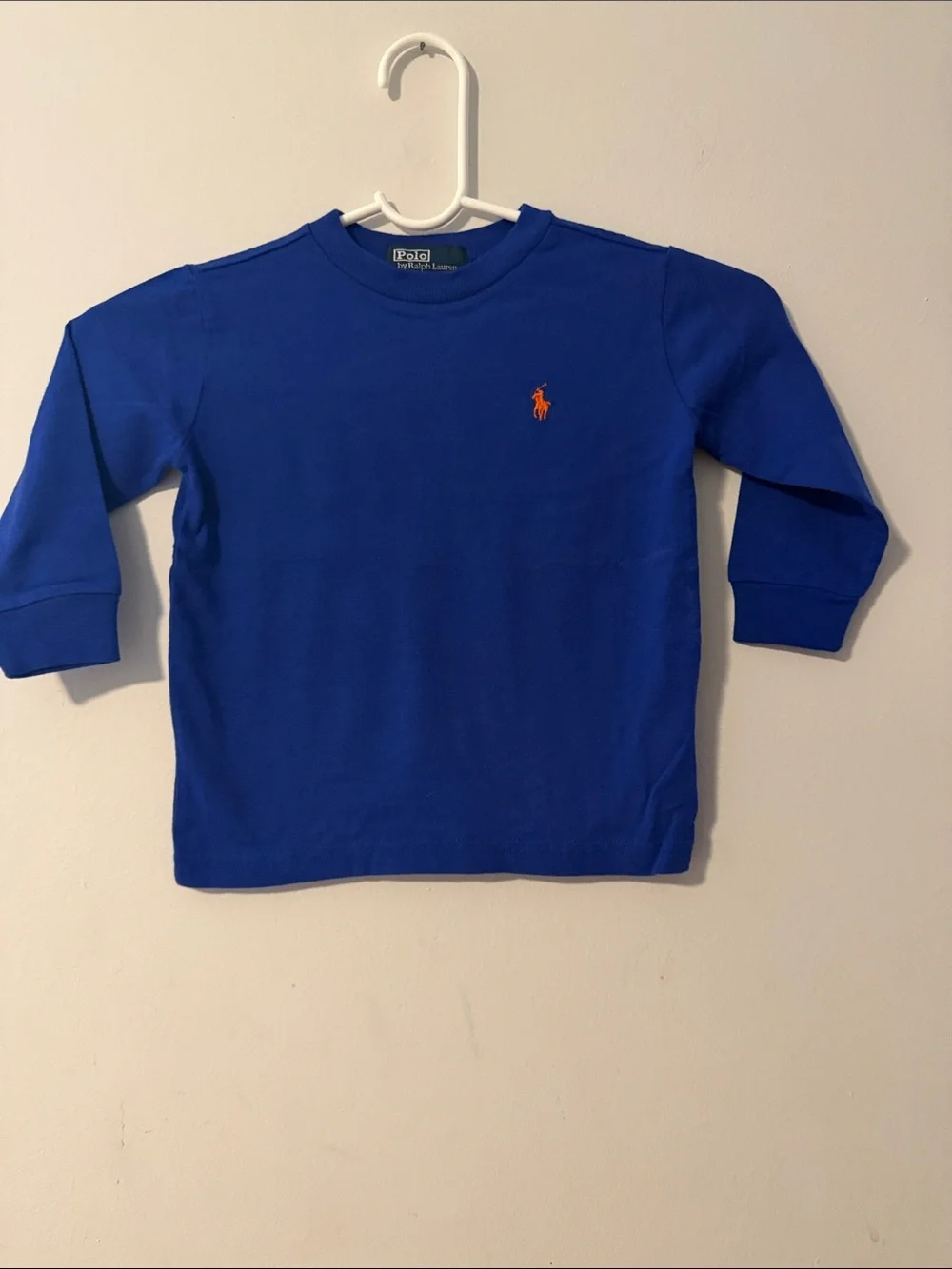 Polo by Ralph Lauren Royal Blue Long-Sleeve Crewneck Tee with Orange Pony